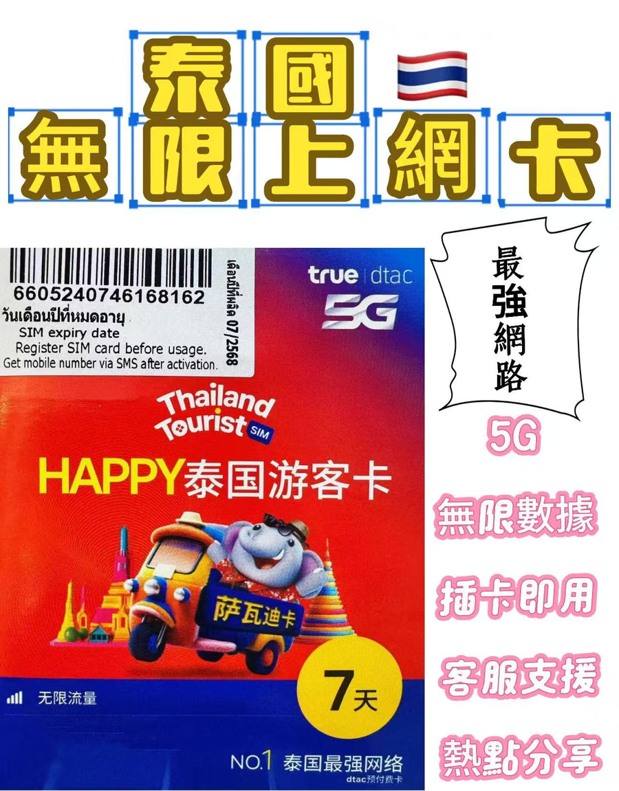 TrueMove H - 泰國 大象【7日 15GB FUP】5G 高速無限數據卡 上網卡 旅行電話卡 Data Sim咭