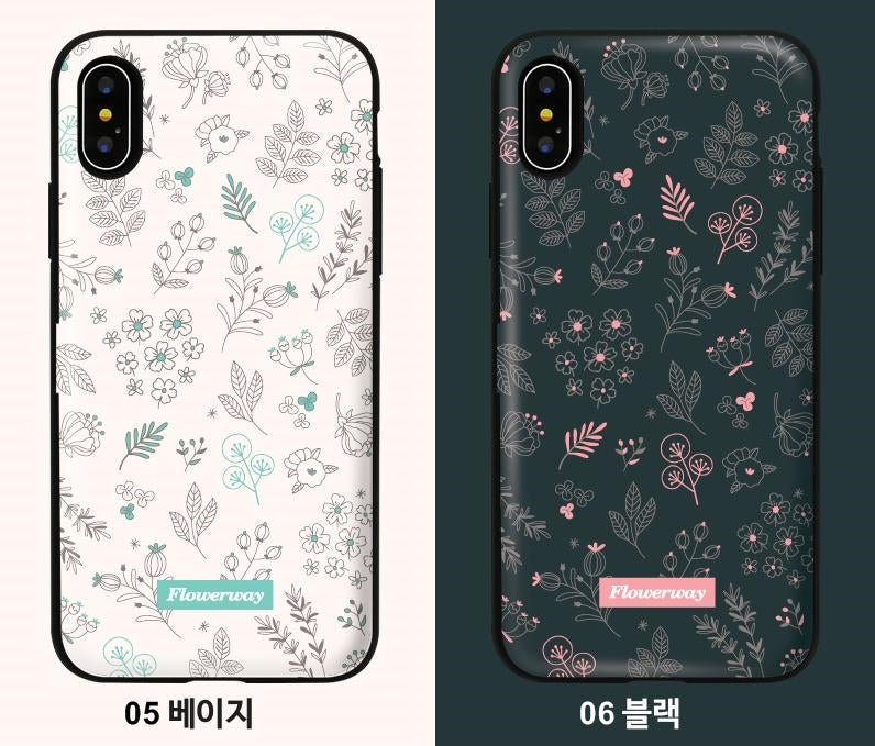 韓國直送 | C16 碎花圖案 - 放卡手機殼 iPhone/ Samsung Galaxy
