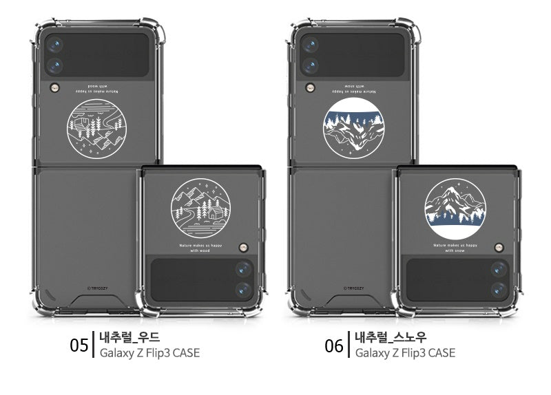韓國直送 | ZF6 NATURE - 圖案透明手機殼 Galaxy Z Flip4 5G / Z Flip3 5G