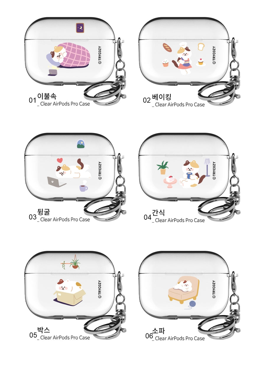 韓國直送 | A04 貓宅 (實色/透明) - AirPods Pro 1/2代保護殼 (送掛扣)