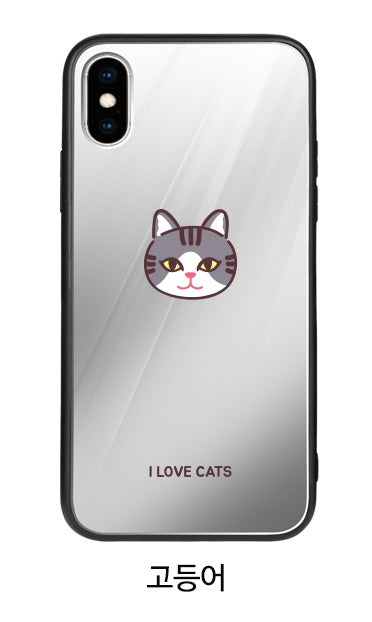 韓國直送 | M14 貓貓頭 -銀鏡面手機殼 iPhone / Samsung Galaxy 系列